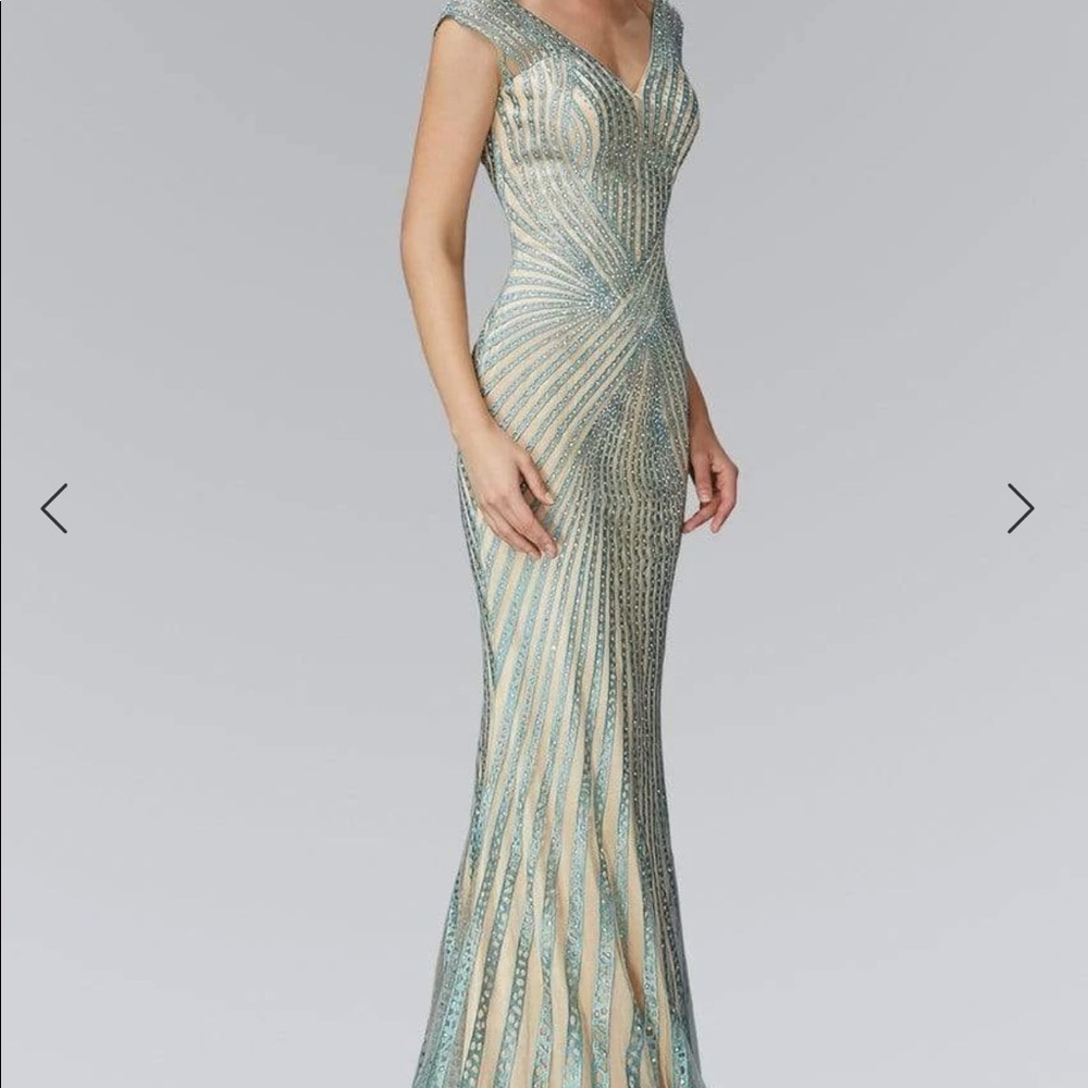 Elizabeth K beaded sheath gown L